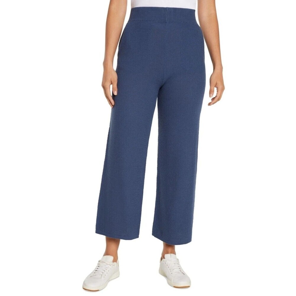 Three Dots Women's Pull-On Straight-Leg Ribbed Parma Pants Partly Cloudy Blue M - Picture 2 of 10